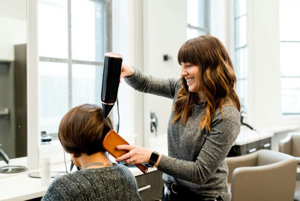 woman with a hairdresser