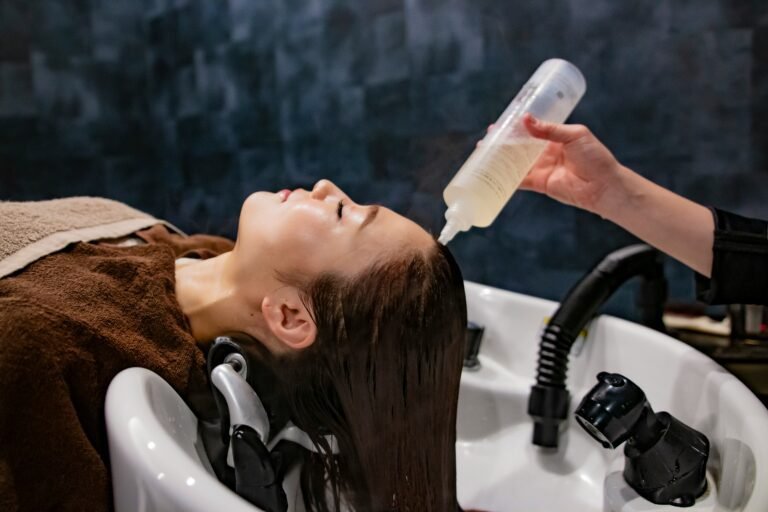 washing a hair in a hairsalon
